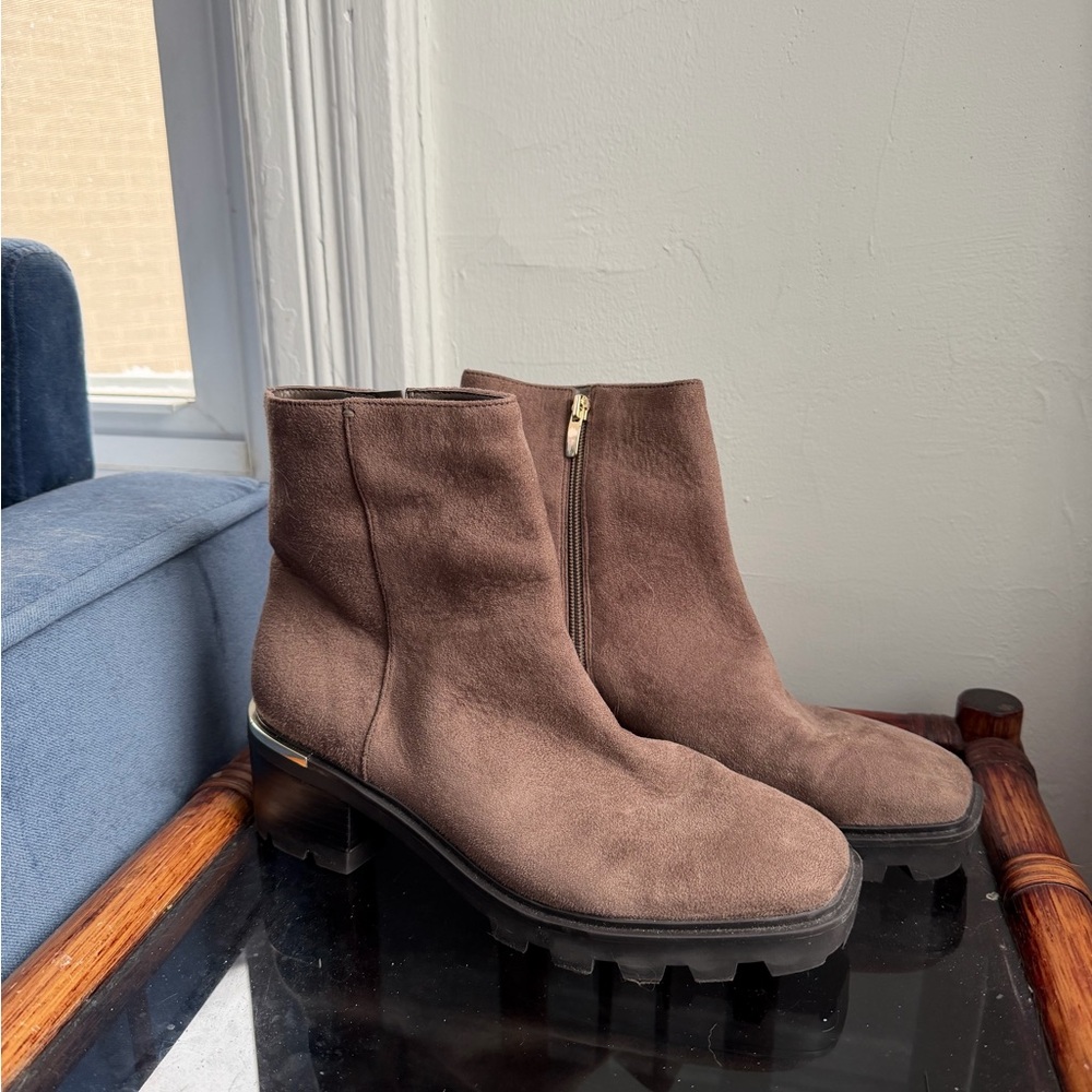 Nine West Remmie Lug Sole Suede Ankle Boots